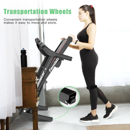 Folding Electric Exercise Treadmill with Adjustable 12% Incline and LCD Display| Bluetooth for Home and Apartment|Motorized Treadmill with 12 Automatic Programs| 265 lb Weight Capacity| LCD Display