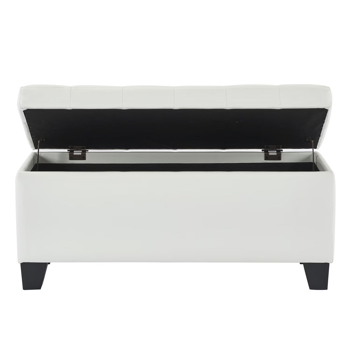Modern Faux Leather Rectangular Storage Ottoman Bench White
