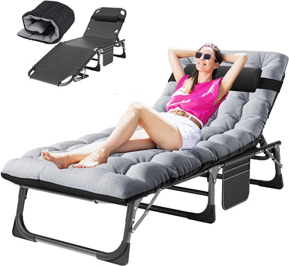 Slsy Folding Lounge Chair, 5-Position Adjustable Outdoor Reclining Chair, Folding Sleeping Bed Cot, Folding Chaise Lounge Chair for Pool Beach Patio Sunbathing