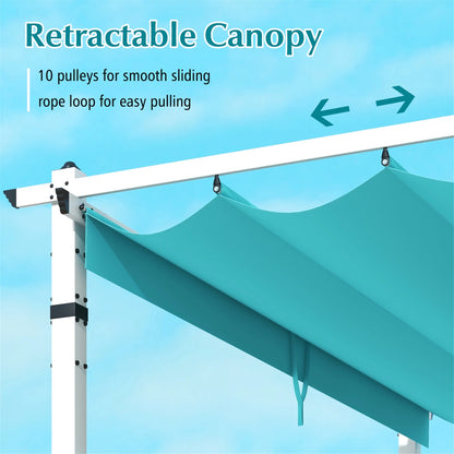 Gymax 12' x 10' Outdoor Pergola w/ Retractable Canopy Aluminum Frame Anchors Patio Grey
