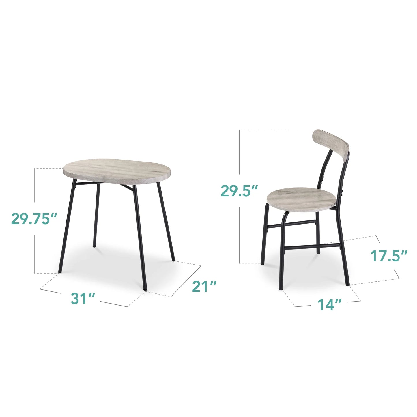 Best Choice Products 3-Piece Modern Oval Dining Table Set, Small Kitchen Dinette w/ 2 Chairs - Black/Black