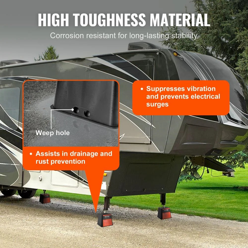 VEVOR Trailer Jack Block, 6000 lbs Capacity per RV Leveling Block, High-Quality Polypropylene RV Camper Stabilizer Blocks, RV Travel Accessories Use for Any Tongue Jack, Post, Foot, 5th Wheels, 4-Pack