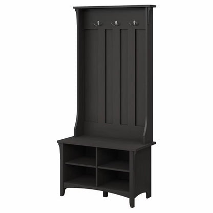 Pemberly Row Hall Tree w/ Shoe Storage Bench in Antique White - Engineered Wood