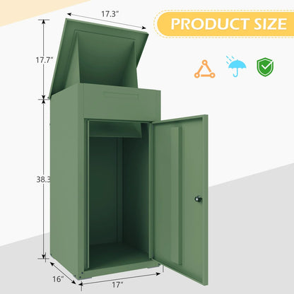 AECOJOY Package Delivery Boxes for Outside Parcel Drop Box Outdoor Storage Box Wall Mounted Express Mail Package Delivery Box 17" x 16" x 38.3" Black