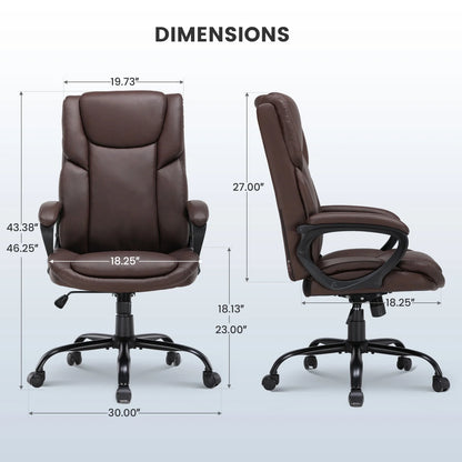 Mainstays Executive Ergonomic High Back Leather Home Office Desk Chair, Black