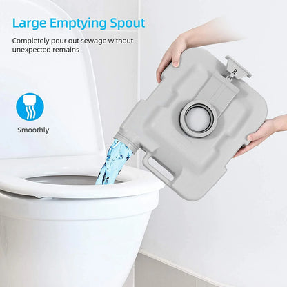 Dextrus 5.3 Gallon Portable Toilet With Detachable Tank, Double Outlet Water Spout, Press Flush Pump, Travel RV Potty for Camping, Boating, Hiking, Trips, White&Gray
