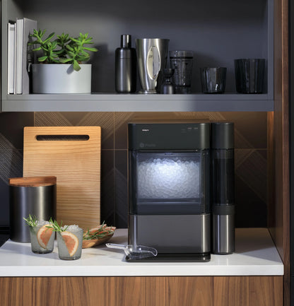 GE Appliances 38 lbs Capacity Built-In Ice Maker, Black Stainless Steel