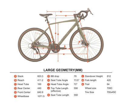700c Ozark Trail G.1 Explorer Drop Bar Gravel Bike, Medium Frame, Fits Riders 5'5" - 5'10", Green, Adult