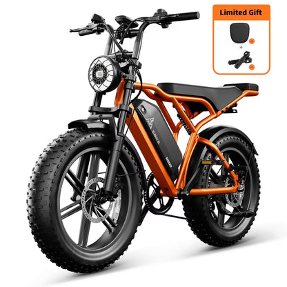 Electric Bike for Adults, 750W Peak 1500W Motor, 20"x4" Fat Tire E Bicycle, Hydraulic Disc Brakes, E Mountain Bike, 48V/15AH UL2849, App Control