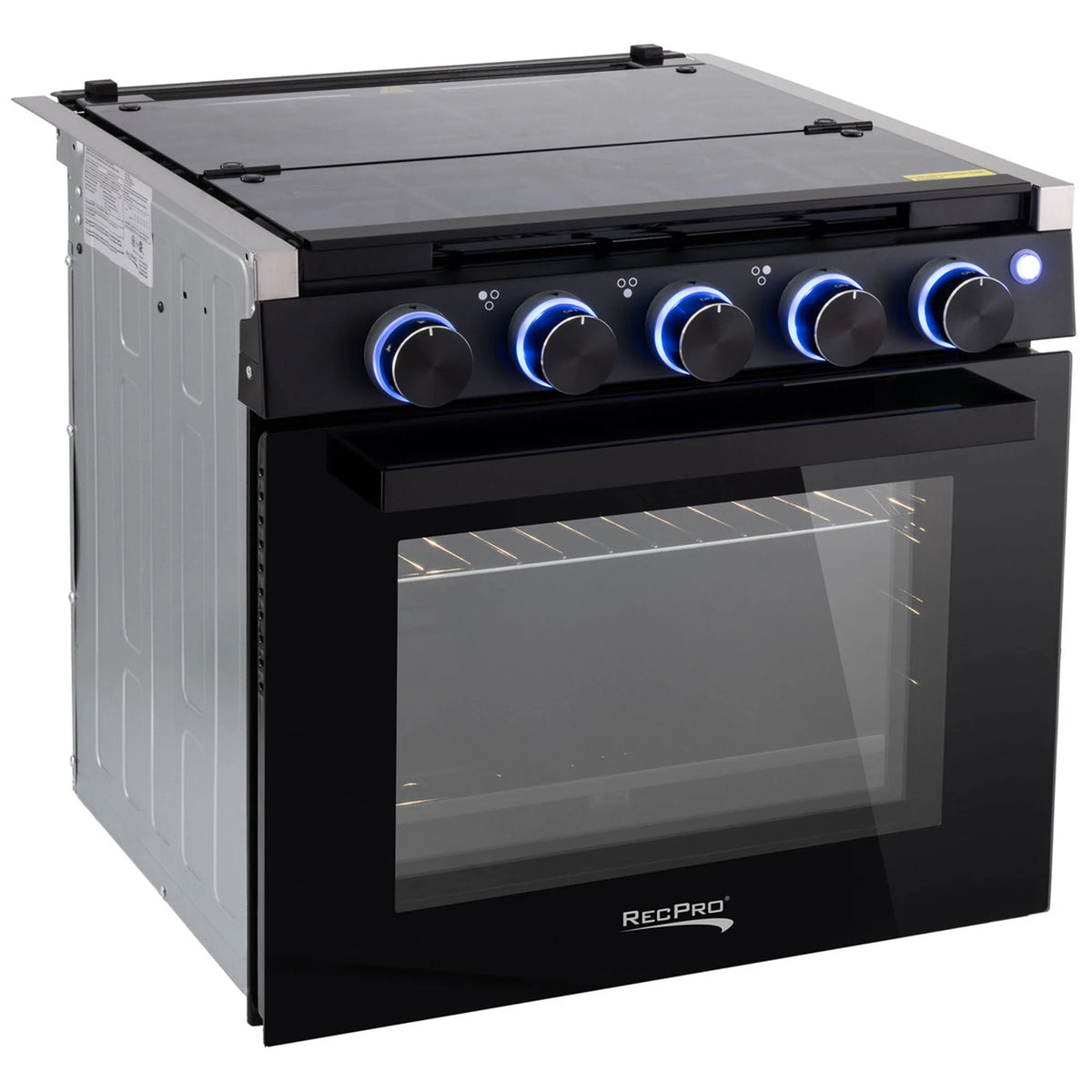 RecPro 21 Inch 3 Burner Propane RV Stove Gas Range without Hood, Black