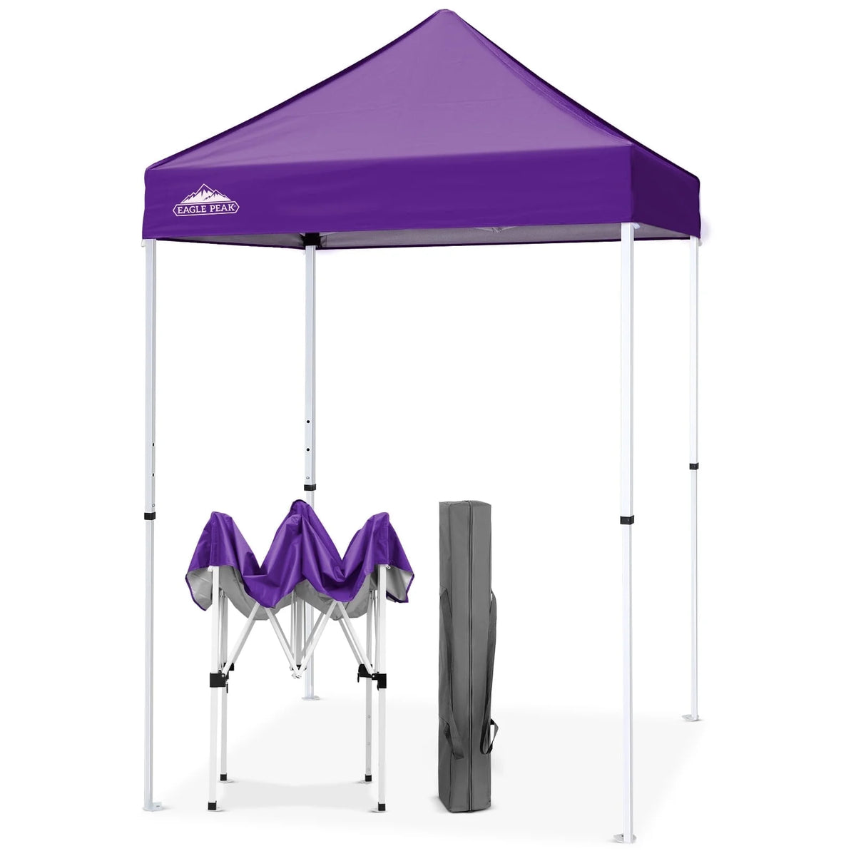 EAGLE PEAK 5x5 Pop Up Canopy Tent Instant Outdoor Canopy Easy Set-up Straight Leg Folding Shelter（Blue）