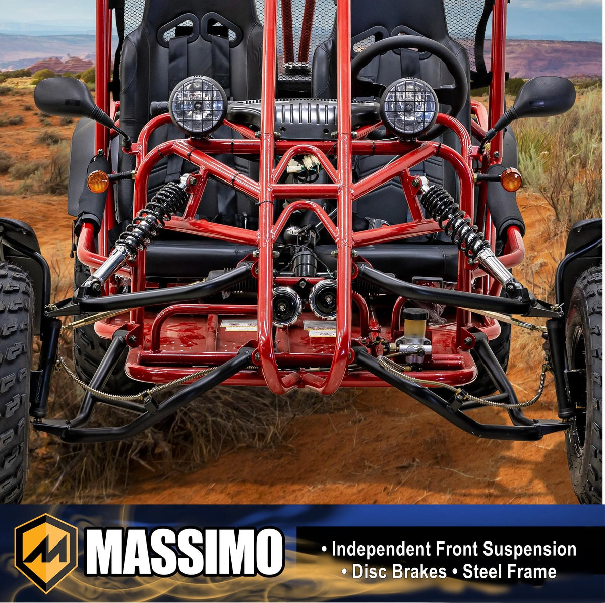 Massimo GKA 200 169cc EFI Adult Go Kart with 10HP Engine, 2WD Off-Road Go Cart, Dual Seats, Red