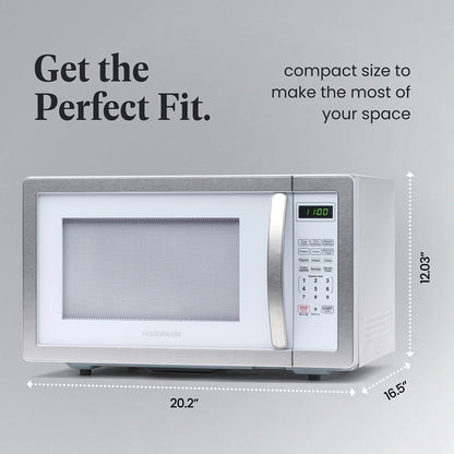 Farberware Stainless Steel Countertop Microwave Oven with Child Lock, 1.1 Cu Ft Black Stainless