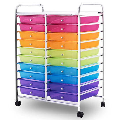 Gymax Office Rolling Cart 20 Storage Drawers Scrapbook Paper Studio Organizer Mutlicolor