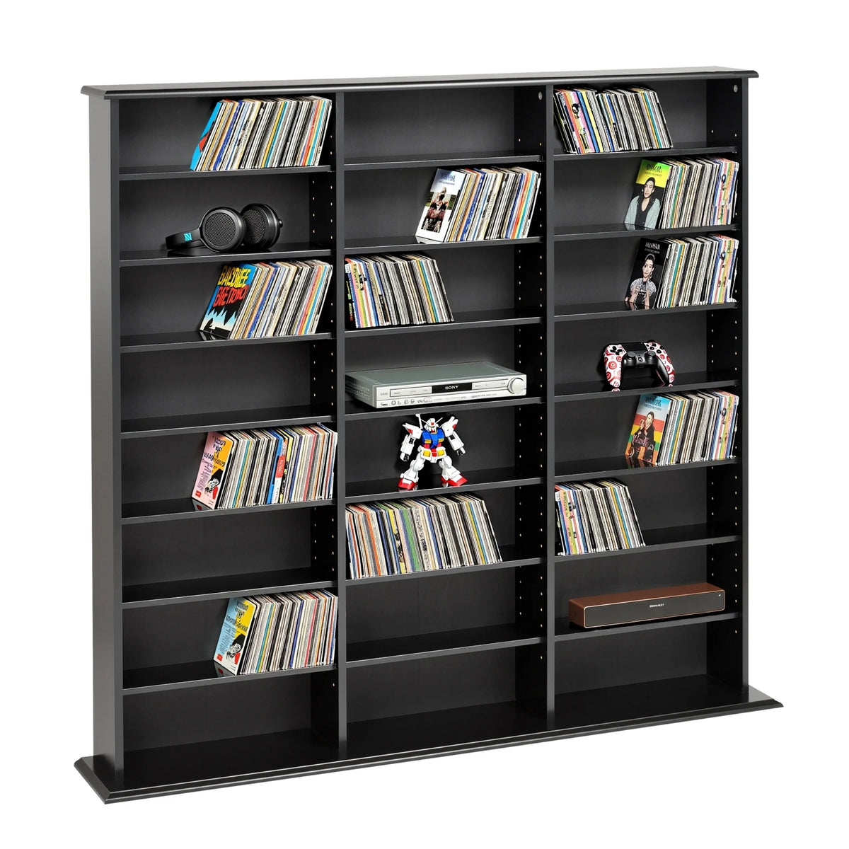 Prepac 51" Triple CD DVD Wall Media Storage Rack in Black