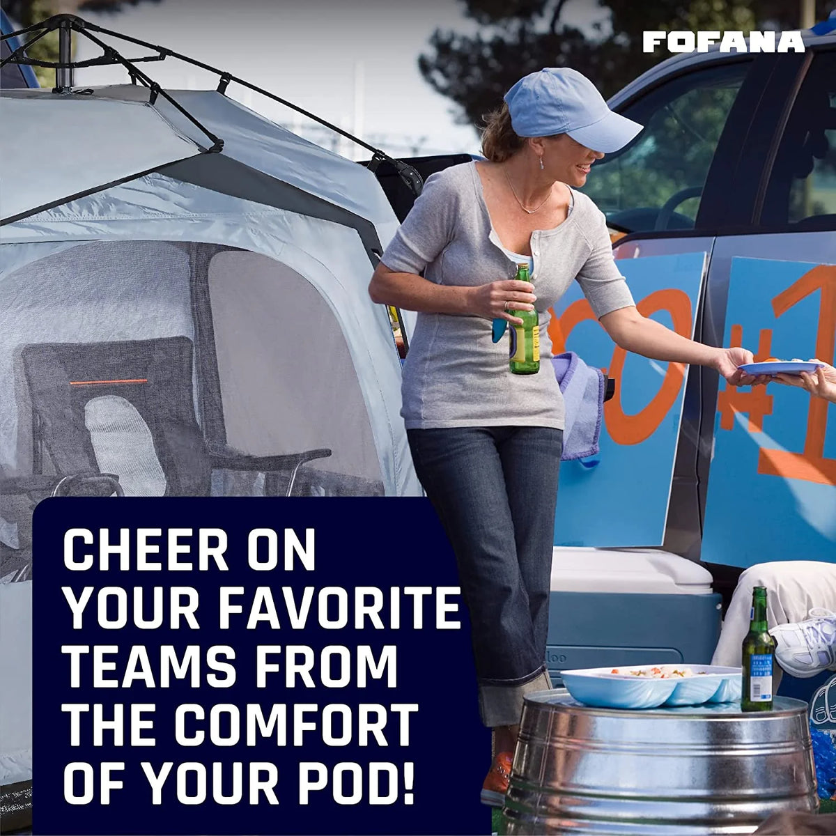 FOFANA All Weather Sports Pod Tent for up to 4 People - Pop up tent - Sports Tent with Clear and Mesh Windows