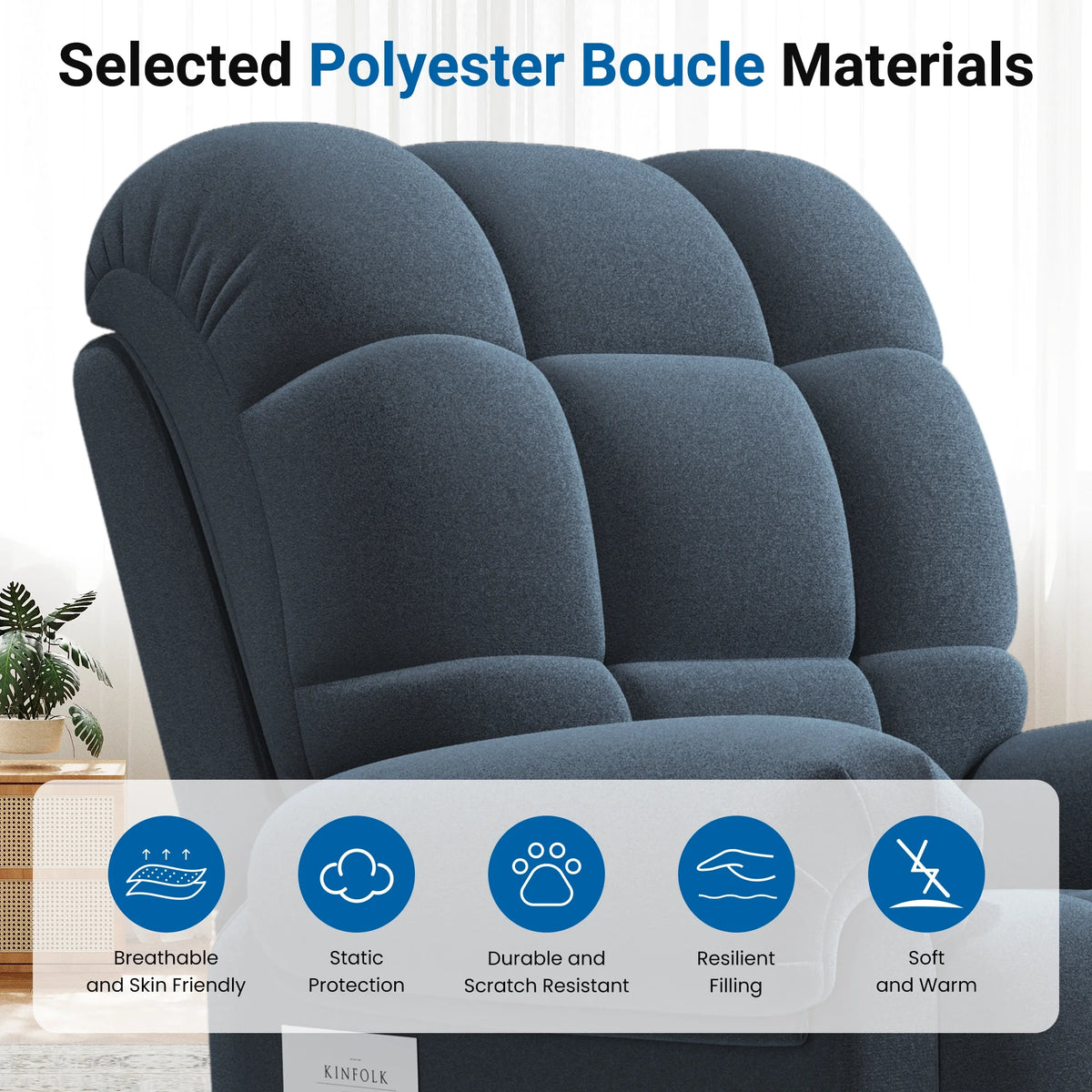 Power Recliner Chair,Electric Recline Sofa Chair for Adults with USB Port,Comfy Teddy Fleece Adjustable Cloud Sofa,Tool-Free Setup,Beige White