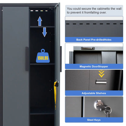 HPDMC Garage Storage Cabinet System 7-Pcs Workshop Set Metal Garage Cabinets System with Steel Cabinet Drawers, Workbench, Pegboard for Garage Tool Organization