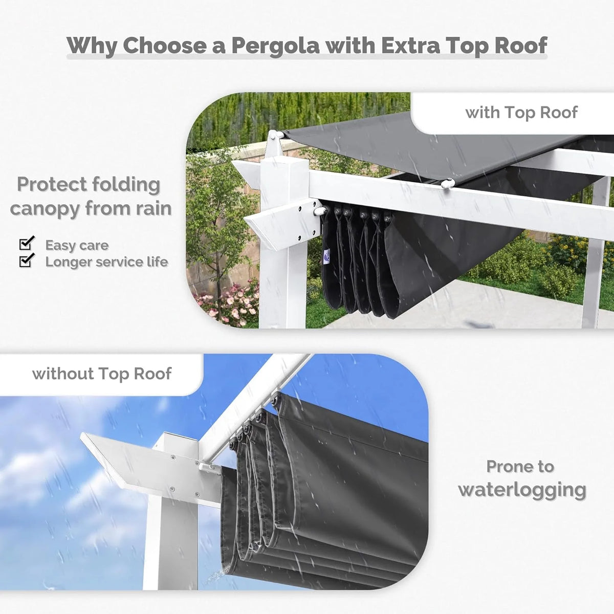 PURPLE LEAF Outdoor Retractable Pergola with Sun Shade Canopy 10' x 13' Patio Aluminum Pergola Shelter for Backyard Deck Garden Modern Metal Grape Trellis Pergola, Beige