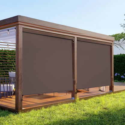 Superjoe Outdoor Roller Shade for Patio, Cordless Blackout Waterproof Blind, UV Block, 4'L x 6'W