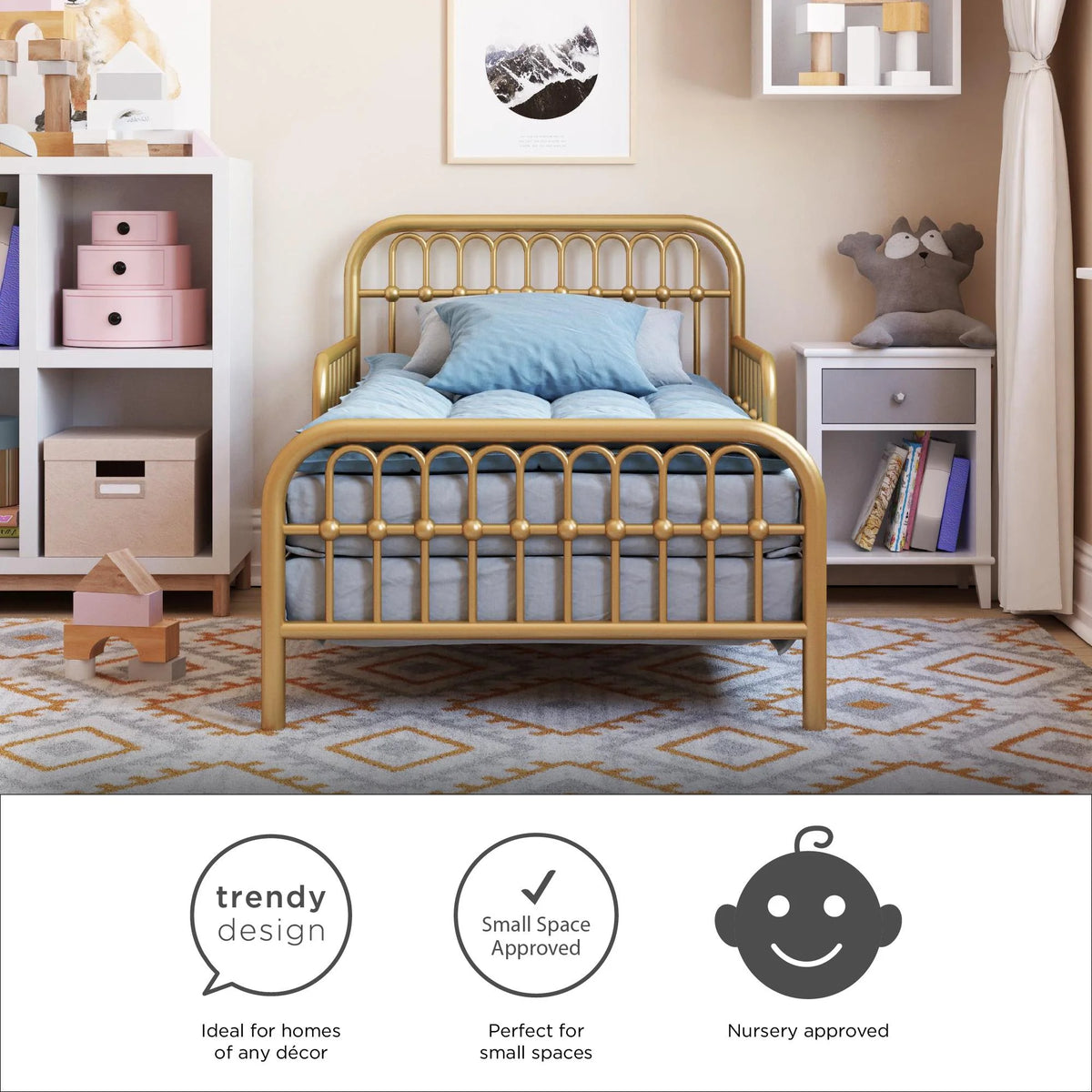 Little Seeds Monarch Hill Ivy Metal Toddler Bed, Gold