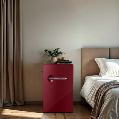 Frigidaire 4.5 cu. ft. retro compact fridge built-in side bottle opener W: 21.65" x L: 22.24" X H: 32.91" (Azure)