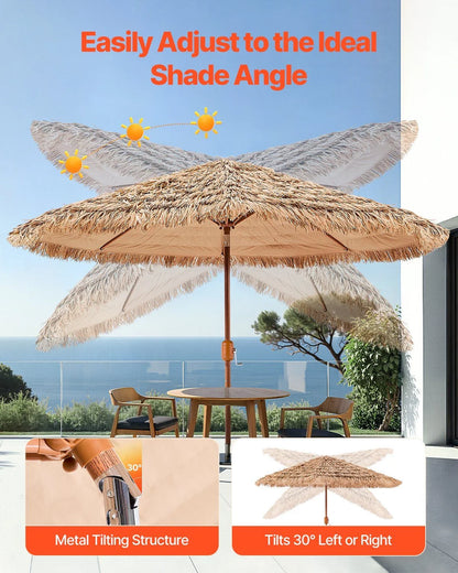 Tiki Umbrella Thatched Patio Umbrella 9 ft Poolside Patio Beach Umbrella