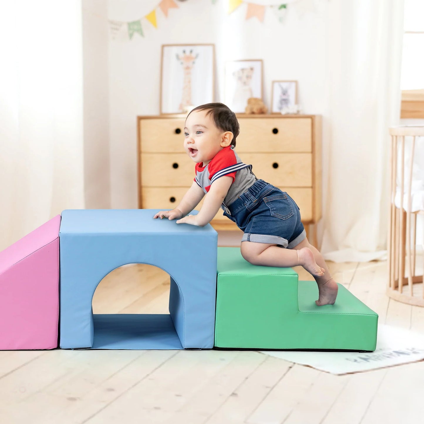 Soft Climbing Indoor Set, Foam Climbing Blocks for Toddlers, Climbing, and Sliding Activity Play Set,4PCS