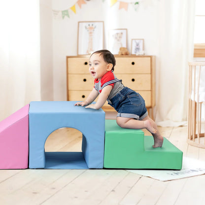 Soft Climbing Indoor Set, Foam Climbing Blocks for Toddlers, Climbing, and Sliding Activity Play Set,4PCS