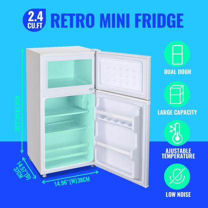 Tacool 2.4 Cu.ft Mini Fridge with Freezer, Small Refrigerator Apartment Size Fridge Black, NEW