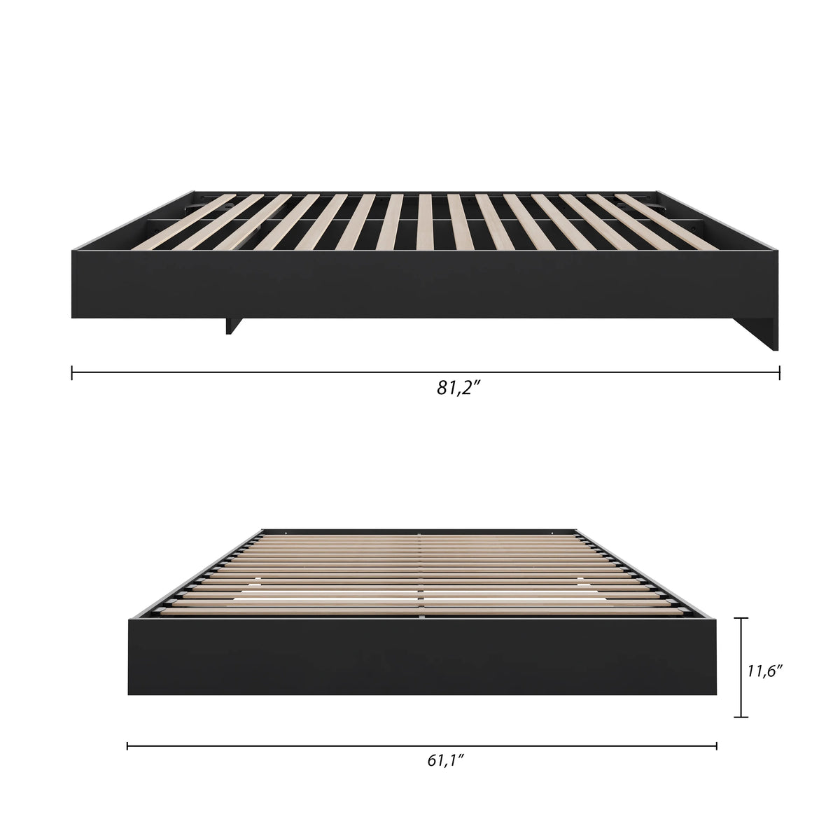 Nexera Full Size Platform Wood Bed Frame, Walnut