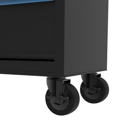 HART 36-Inch 5-Drawer Rolling Tool Cabinet with Wood Top, Locking Steel Garage Storage, Black