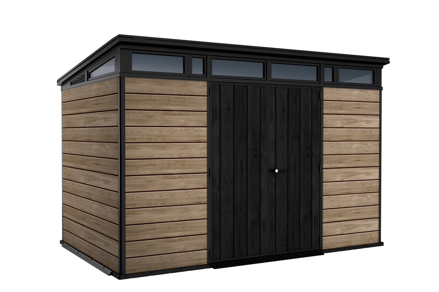 Keter Signature 11x7 ft. Durable Resin Outdoor Storage Shed With Heavy Duty Floor and Locking Door, Walnut