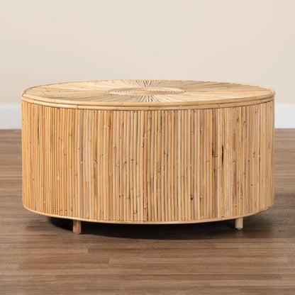 bali & pari Miami Boho Coffee Table, Natural Rattan, Light Honey
