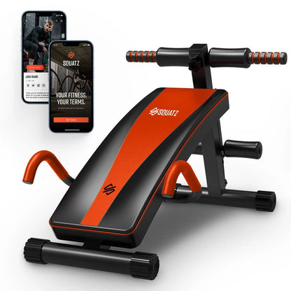 Squatz adjustable Sit-up Bench - Supine Board With Handrail for Abdominal Training, Five Adjustment Levels