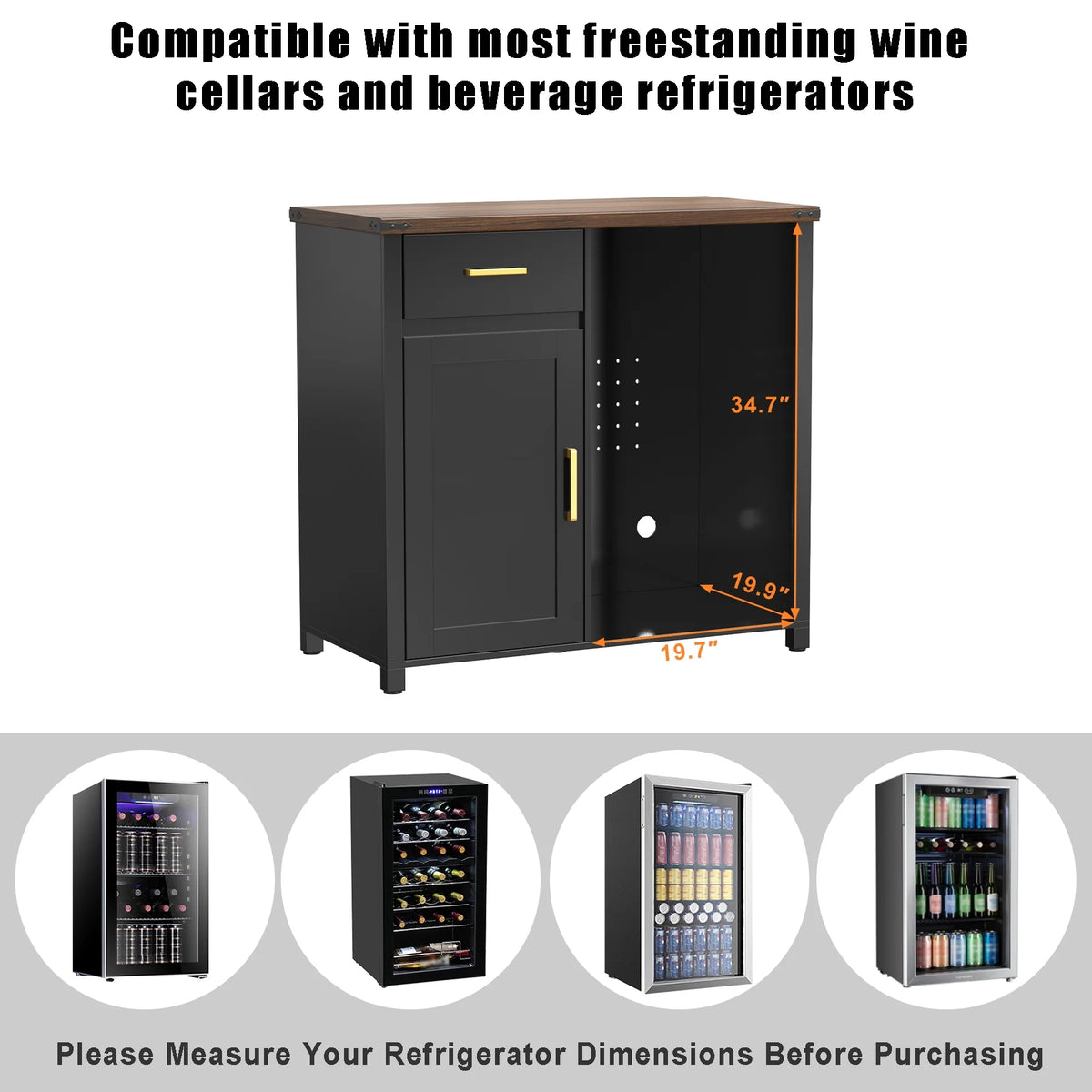 Coffee Bar with Mini Fridge Space, Mini Fridge Cabinet Stand for Dorm, Kitchen or Office