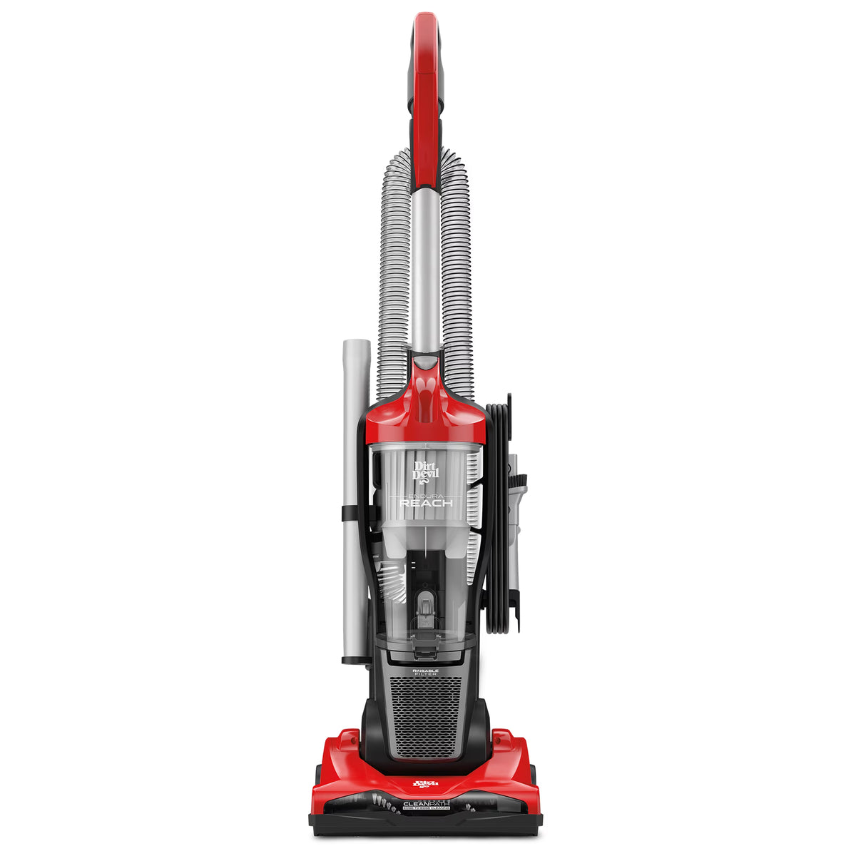 Dirt Devil Endura Reach Upright Bagless Vacuum Cleaner for Carpet and Hard Floor, Lightweight, Corded, UD20124, Red