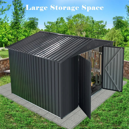 HighSound 6 x 8 FT Outdoor Storage Shed, Metal Garden Shed with with Updated Frame Structure, Tool Sheds for Backyard Garden Patio Lawn Grey