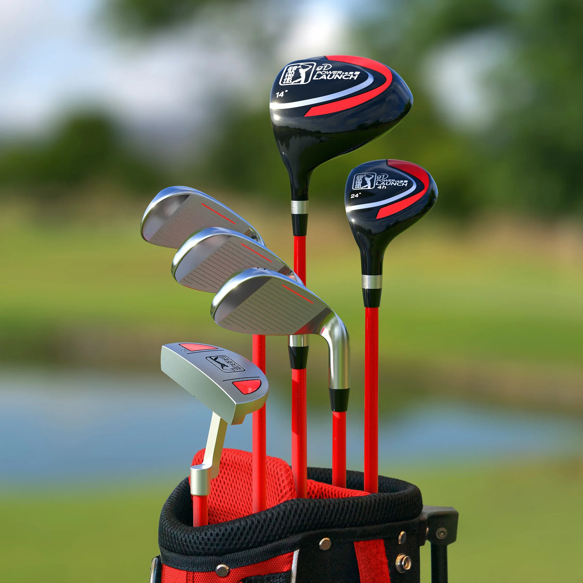 PGA Tour Right-Handed 10 Piece Kids Golf Club Stand Bag Set; Player Height 4'8 - 5'2", Ages 8-12