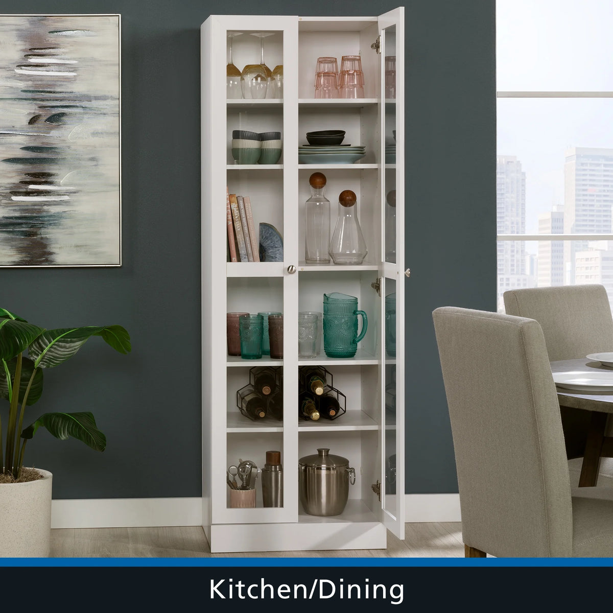 Mainstays Glass Door Storage Bookcase, Black Finish