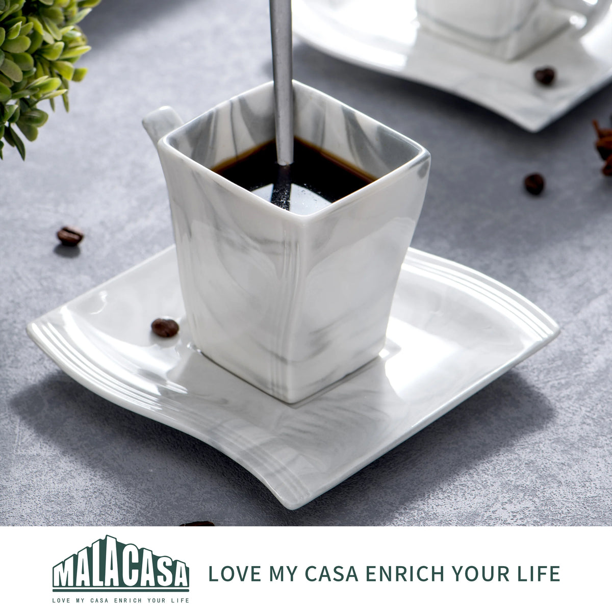 MALACASA Porcelain Tableware Sets, Ivory White, 30-Piece (6 Packs)