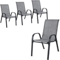 Pirecart Set of 4 Patio Dining Chairs, Textilene Outdoor Stacking Chairs for Poolside, Backyard, Garden