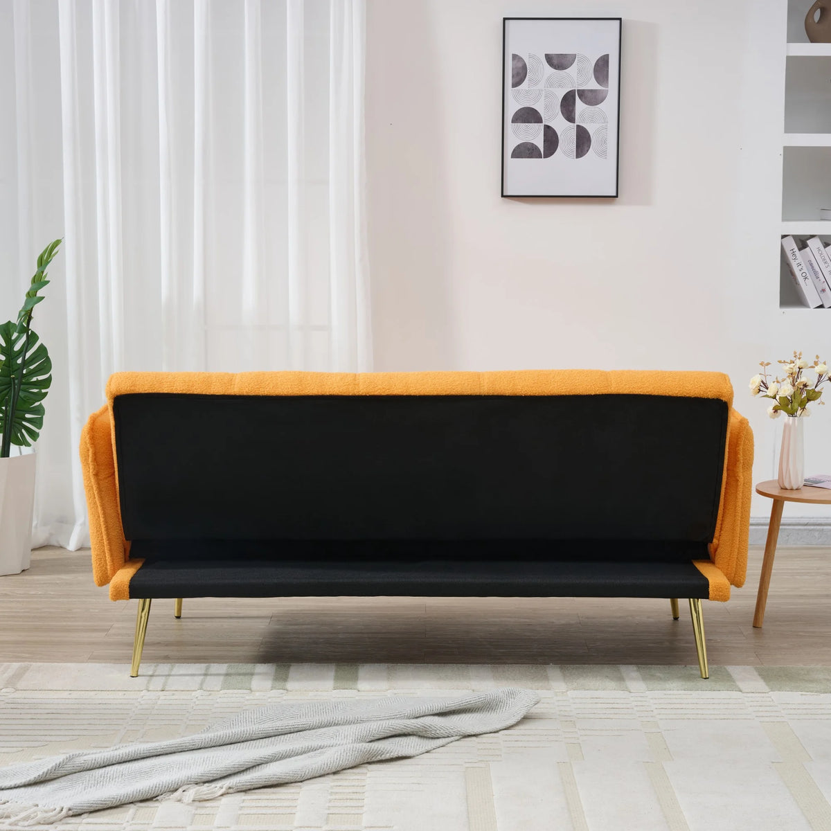Futon Sofa Bed,Convertible Double Sofa Bed with Folding Armrests for Living Rooms and Small Spaces,Beige