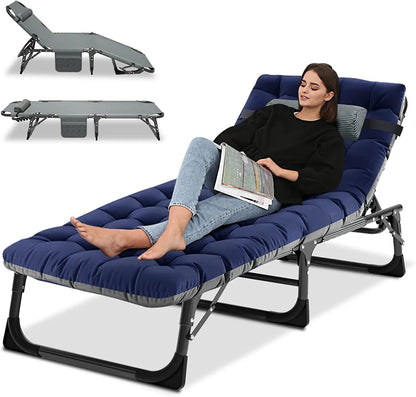 Slsy Folding Lounge Chair, 5-Position Adjustable Outdoor Reclining Chair, Folding Sleeping Bed Cot, Folding Chaise Lounge Chair for Pool Beach Patio Sunbathing