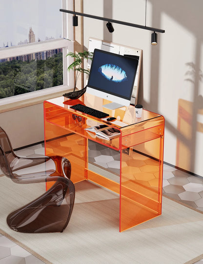 Solaround Acrylic Modern and Sleek Computer Office Desk, Clear