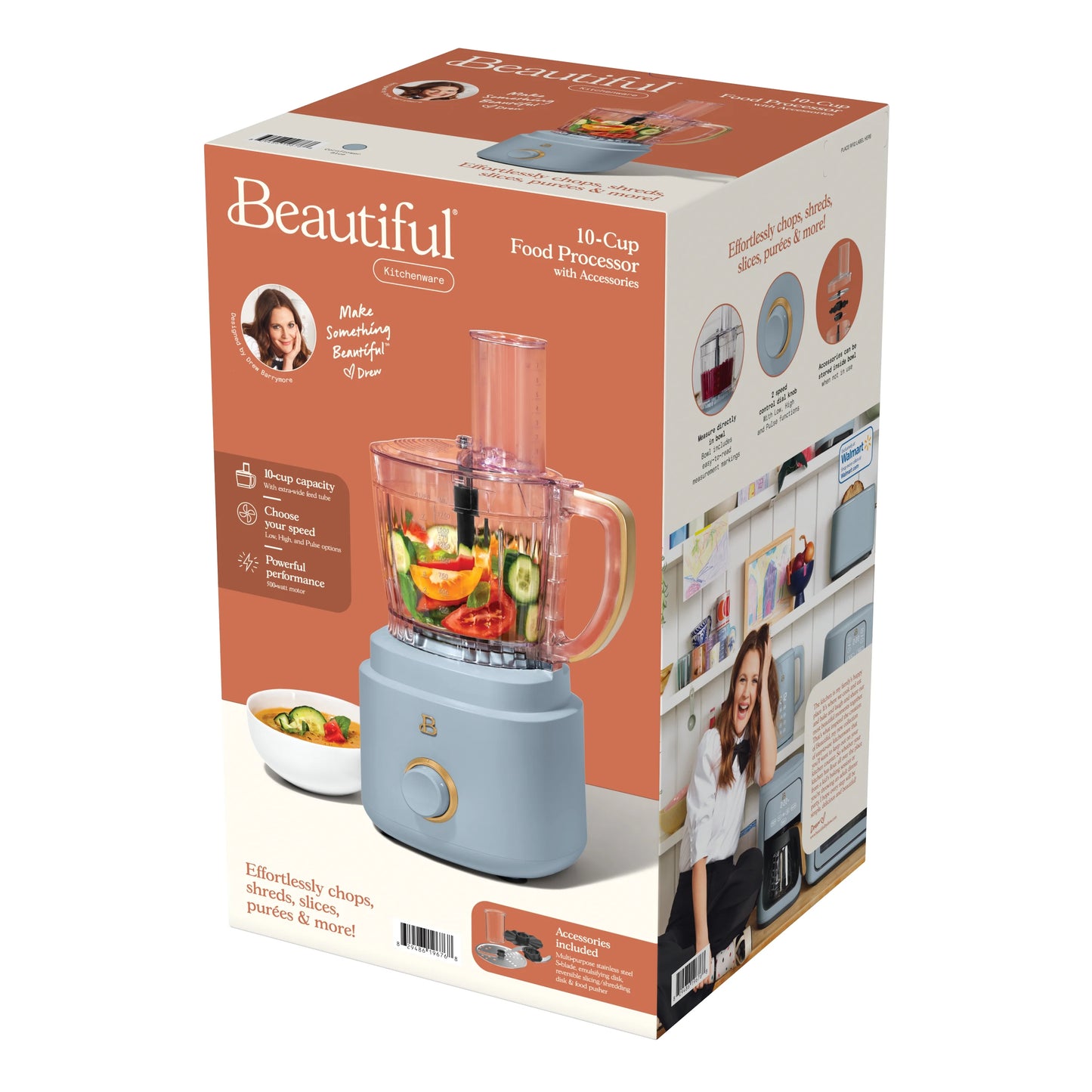 Beautiful 10-Cup Food Processor with Accessories, White Icing by Drew Barrymore