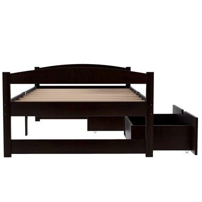 Euroco Twin Size Wooden Daybed with 2 Storage Drawers for Kids Bedroom, Gray