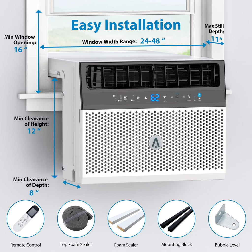 TROPOW 110V Window-Mounted Air Conditioner 6,000 BTU with Remote/APP Control and ECO Mode