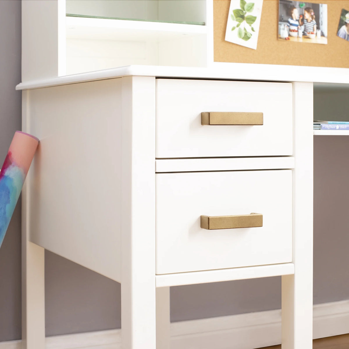 Guidecraft Taiga Kids Desk and Chair Set with Hutch - Navy: Kids Wooden Computer Desk with Storage Drawers and Shelves | Kids Study Table for Bedroom