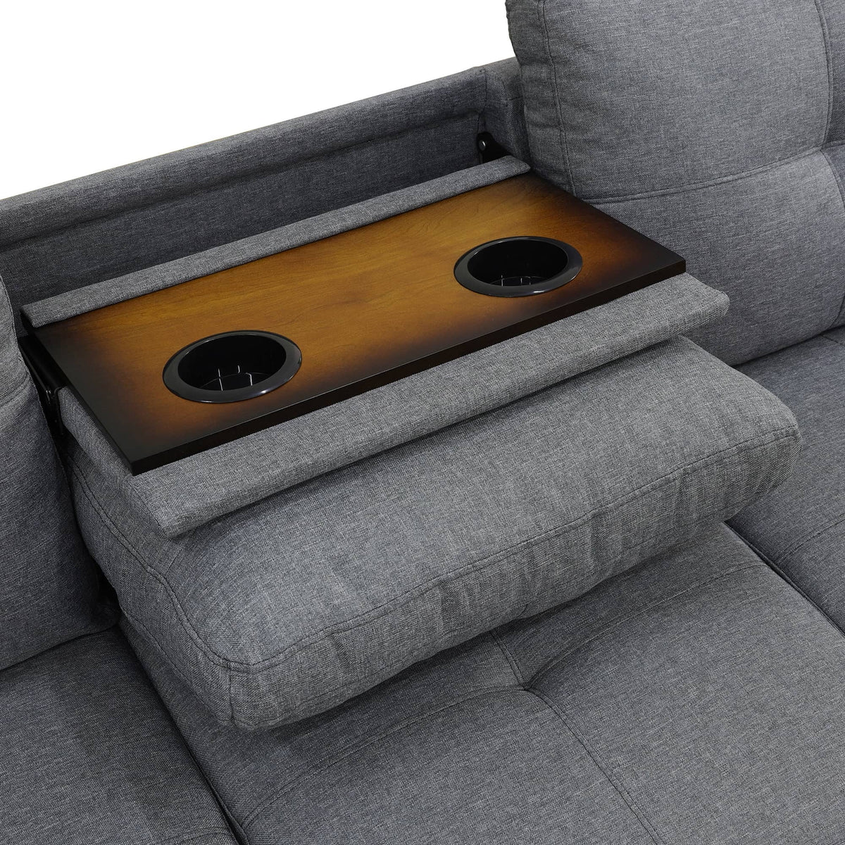 Aukfa 3 Piece Sectional Sofa, Living Room Couch with Storage Ottoman&Cup Holder, Linen, Right Hand, Purple